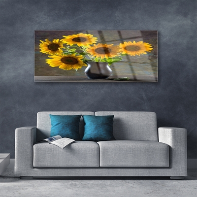 akrylový obraz Slunečnice Váza Rostlina
