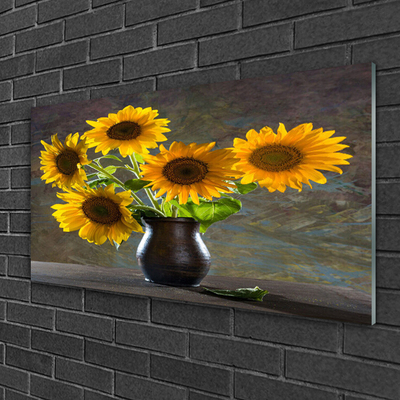 akrylový obraz Slunečnice Váza Rostlina