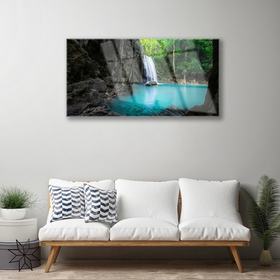 akrylový obraz Jezero Vodopád Příroda