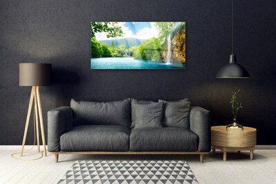 akrylový obraz Vodopád Jezero Příroda