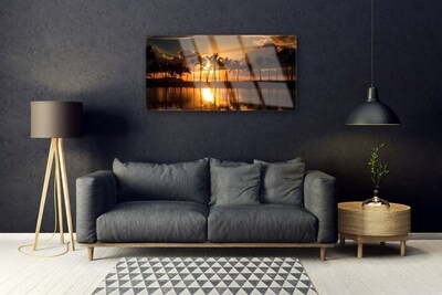 akrylový obraz Stromy Slunce Krajina