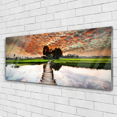 akrylový obraz Most Jezero Krajina