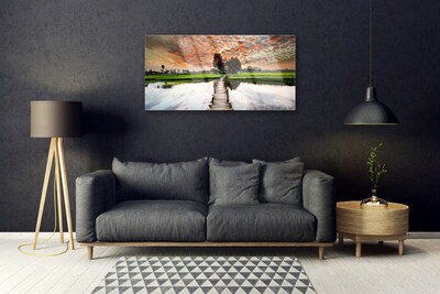akrylový obraz Most Jezero Krajina
