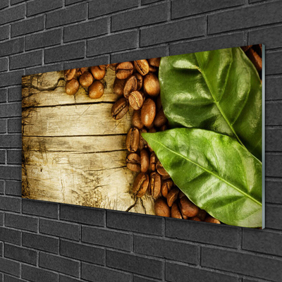 akrylový obraz Zrnka Káva Listy Kuchyně