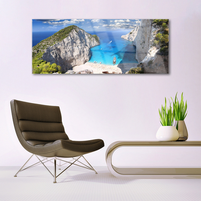 akrylový obraz Záliv Hora Pláž Krajina