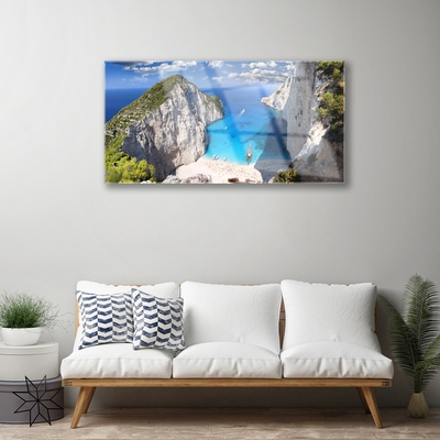 akrylový obraz Záliv Hora Pláž Krajina