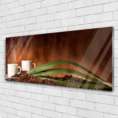 akrylový obraz Šálky Káva Zrnka Kuchyně