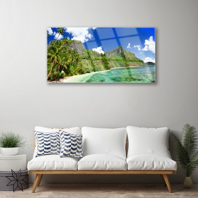 akrylový obraz Pláž Hory Krajina