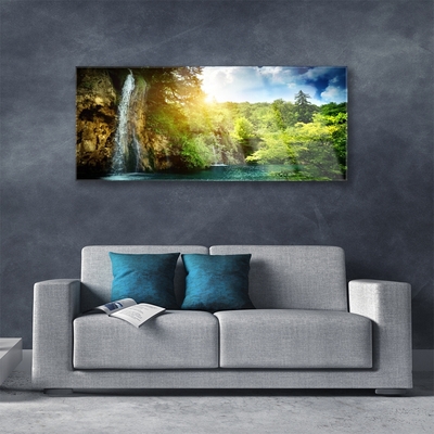 akrylový obraz Vodopád Stromy Krajina