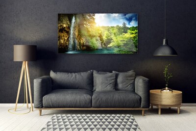 akrylový obraz Vodopád Stromy Krajina