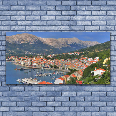 akrylový obraz Město Hora Moře Krajina