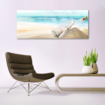 akrylový obraz Pláž Láhev Dopis Umění