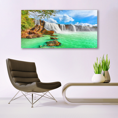 akrylový obraz Vodopád Jezero Krajina