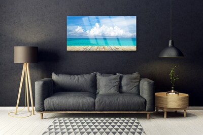 akrylový obraz Moře Mraky Molo Krajina
