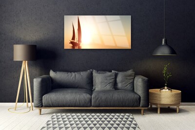 akrylový obraz Loďka Moře Slunce Krajina