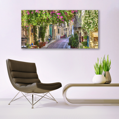 akrylový obraz Aleje Květiny Domy Rostlina
