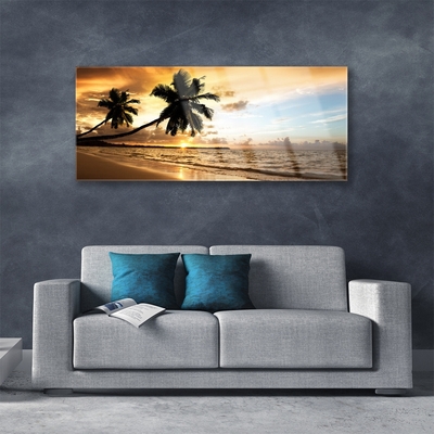 akrylový obraz Palma Stromy Pláž Krajina
