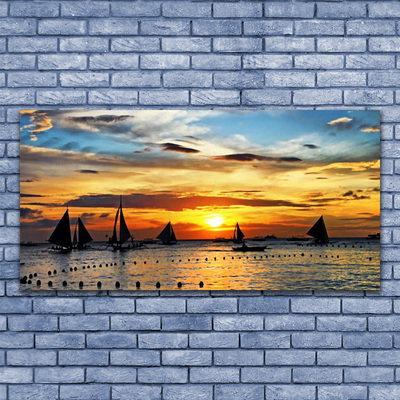akrylový obraz Loďky Moře Slunce Krajina