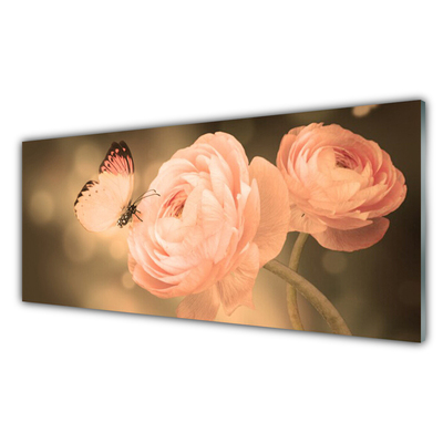 akrylový obraz Motýl Růže Příroda