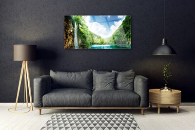 akrylový obraz Hora Les Jezero Příroda
