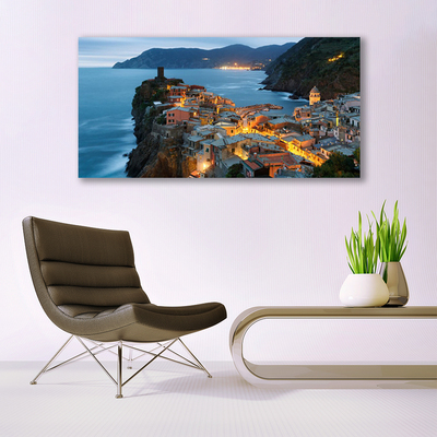 akrylový obraz Moře Město Hory Krajina