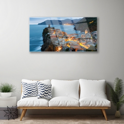 akrylový obraz Moře Město Hory Krajina