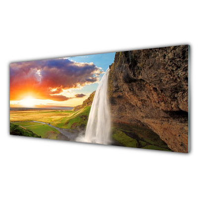akrylový obraz Vodopád Slunce Krajina