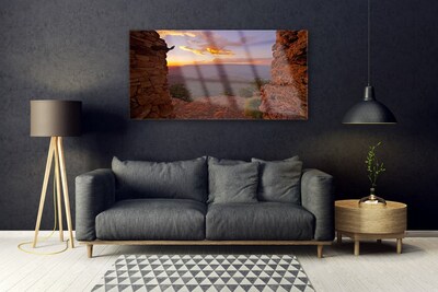 akrylový obraz Skála Mraky Nebe Krajina