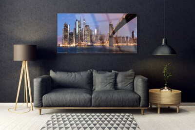 akrylový obraz Město Most Domy Nebe