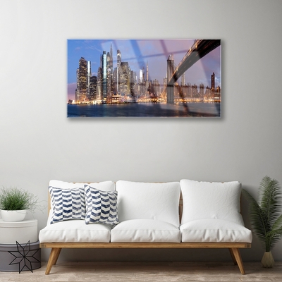akrylový obraz Město Most Domy Nebe