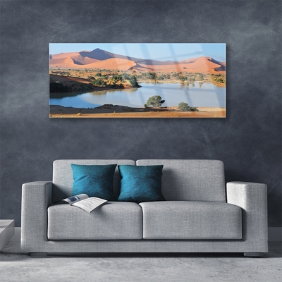 akrylový obraz Jezero Poušť Krajina
