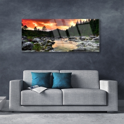 akrylový obraz Jezero Kameny Les Příroda