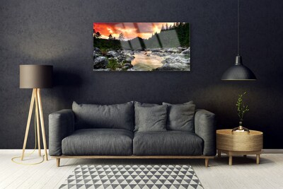 akrylový obraz Jezero Kameny Les Příroda