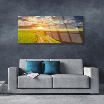 akrylový obraz Pole Nebe Slunce Příroda