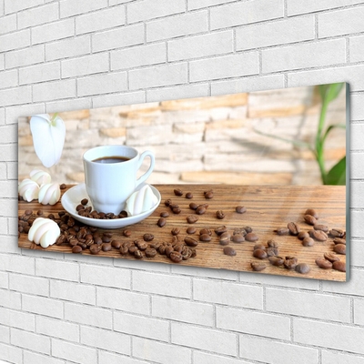 akrylový obraz Hrnek Káva Zrnka Kuchyně