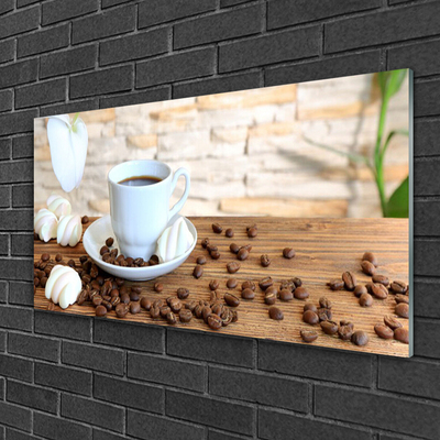 akrylový obraz Hrnek Káva Zrnka Kuchyně