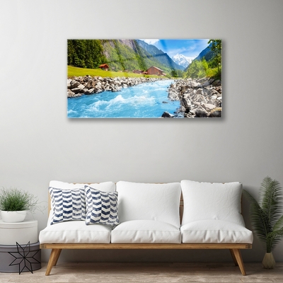 akrylový obraz Hory Řeka Krajina