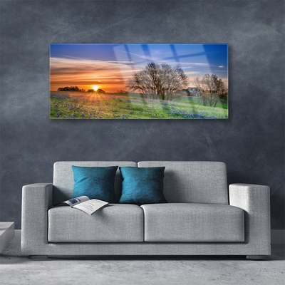 akrylový obraz Louka Slunce Krajina