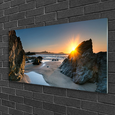 Plexisklo-obraz Skála Pláž Slunce Krajina