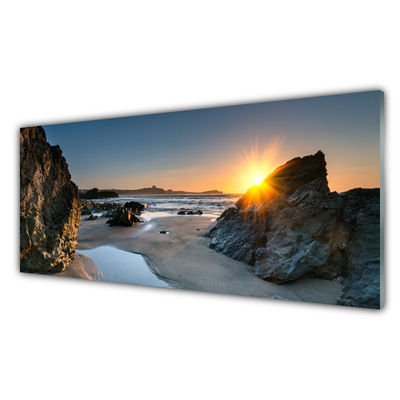 Plexisklo-obraz Skála Pláž Slunce Krajina