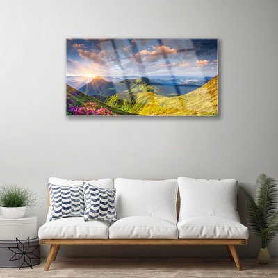 Plexisklo-obraz Hory Slunce Louka Krajina