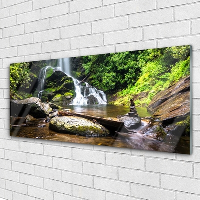 Plexisklo-obraz Vodopád Kameny Les Příroda