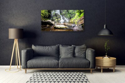 Plexisklo-obraz Vodopád Kameny Les Příroda