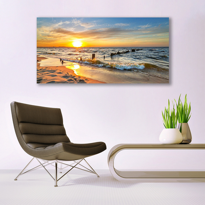 akrylový obraz Moře Západ Slunce Pláž