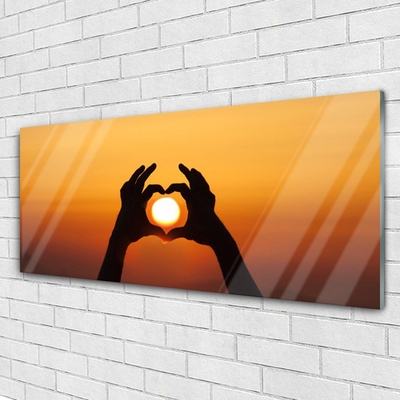 akrylový obraz Ruce Srdce Slunce Láska