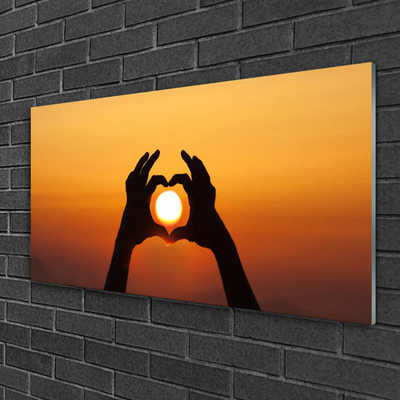 akrylový obraz Ruce Srdce Slunce Láska