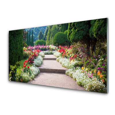 Plexisklo-obraz Park Květiny Schody Zahrada