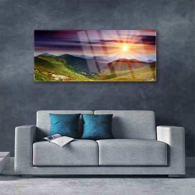 Plexisklo-obraz Hory Západ Slunce Krajina