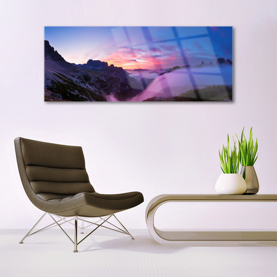 Plexisklo-obraz Mlha Hory Východ Slunce