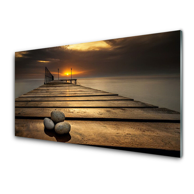 Plexisklo-obraz Moře Molo Západ Slunce